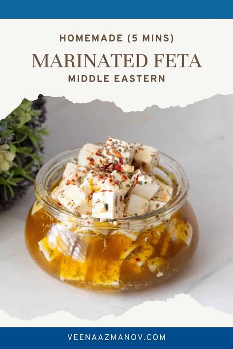 This marinated feta recipe combines creamy feta cheese with a flavorful blend for a few hours or overnight, allowing the flavors to meld together and create a deliciously tangy and herbaceous dish. Serve this marinated feta as a tasty appetizer, salad topping, or ingredient in sandwiches and wraps. Marinated Feta Cheese, Mediterranean Soup, Marinated Feta, Sandwiches And Wraps, Salad Topping, Marinated Cheese, Appetizer Salad, Feta Recipe, Creamy Feta