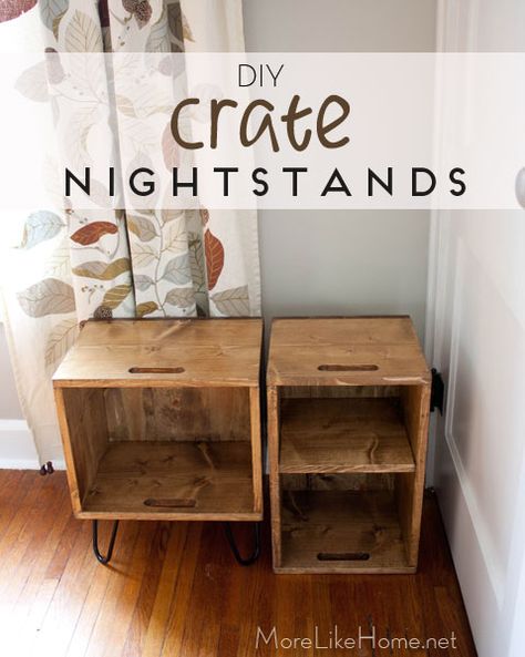 DIY crate nightstands! Cheap and super easy to make. Crate Nightstand Diy, Diy Night Stands, Diy Night Stand, Nightstand Diy, Crate Nightstand, Nightstand Plans, Diy Crate, Crate Diy, Diy Nightstand