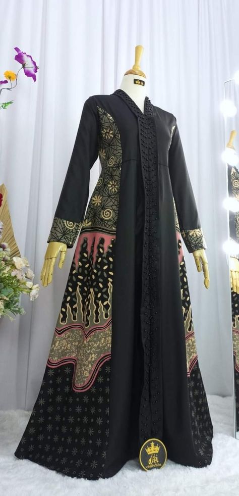 Outer Batik Long, Dress Batik Hijab, Batik Dress Design, Kebaya Lurik, Dress Batik Modern, Model Dress Batik, Outer Batik, Kebaya Modern Dress, Batik Kombinasi