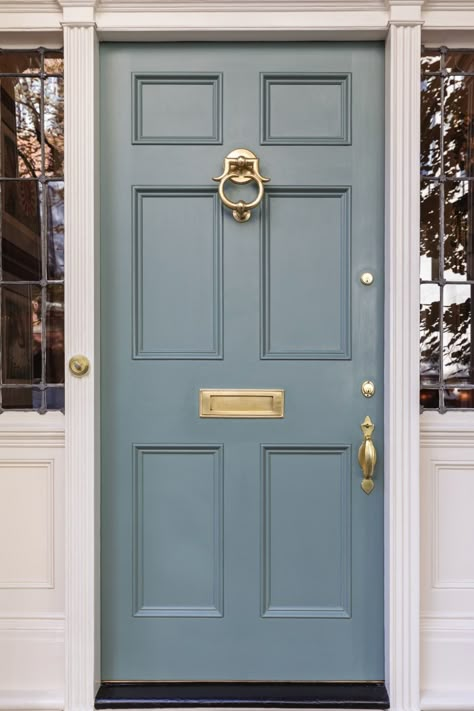 Front Door Transformation, House Columns, Unique Front Doors, Blue Front Door, Front Door Paint Colors, Girly Apartment Decor, Door Paint Colors, Paint Color Inspiration, Painted Front Doors