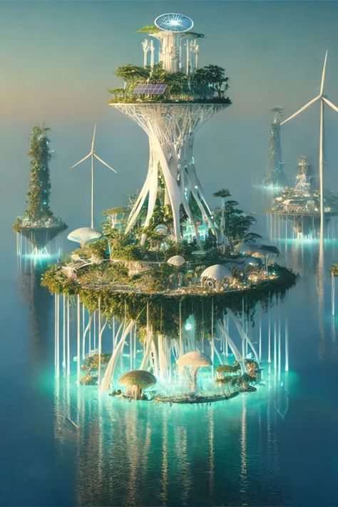 Dystopian Book, Floating Cities, Futuristic World, Floating Architecture, Retail Architecture, Healing Center, Eco City, Eco Architecture, Floating City