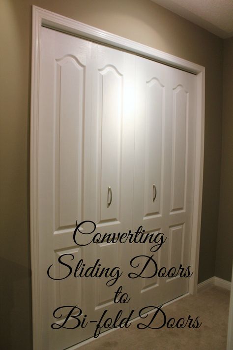 http://turtlesandtails.blogspot.com/2014/02/how-to-convert-sliding-doors-to-bi-fold.html Sliding Closet Doors To Bifold, Change Sliding Closet Doors, Update Closet Doors, Update Closet, Closet Doors Sliding, Sliding Mirror Closet Doors, Bedroom Closet Doors, Door Makeover Diy, Closet Door Makeover