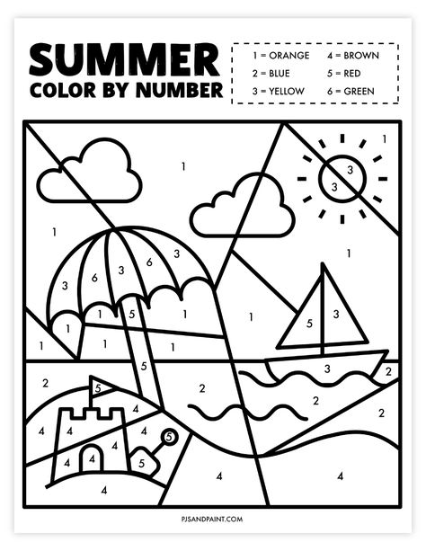 Color By Number Printable Free, Summer Color By Number, Number Printables, Free Printable Alphabet Worksheets, Number Worksheet, Creative Worksheets, Printable Alphabet Worksheets, Color By Number Printable, Summer Worksheets