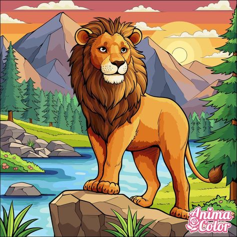 Nature And Animals Drawing, Lion Drawing For Kids, Easy Nature Drawings, Beautiful Scenery Drawing, Scenery Drawing For Kids, Oil Pastel Drawings Easy, Book Art Projects, Kids Art Galleries, Interesting Drawings