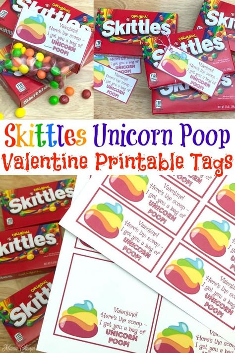 Skittles Valentines, Unicorn Valentine Box Diy, Skittles Gift, Astronaut Printable, Dessert Charcuterie, Valentines Day Cards Diy, Unicorn Treats, Valentine Printables, Diy Mermaid