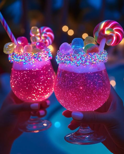 Pink Rock Candy, Candy Syrup, Fun Drink Recipe, Lemon Soda, Raspberry Vodka, Sweet Magic, Drink Recipes Nonalcoholic, Yummy Alcoholic Drinks, Candy Drinks