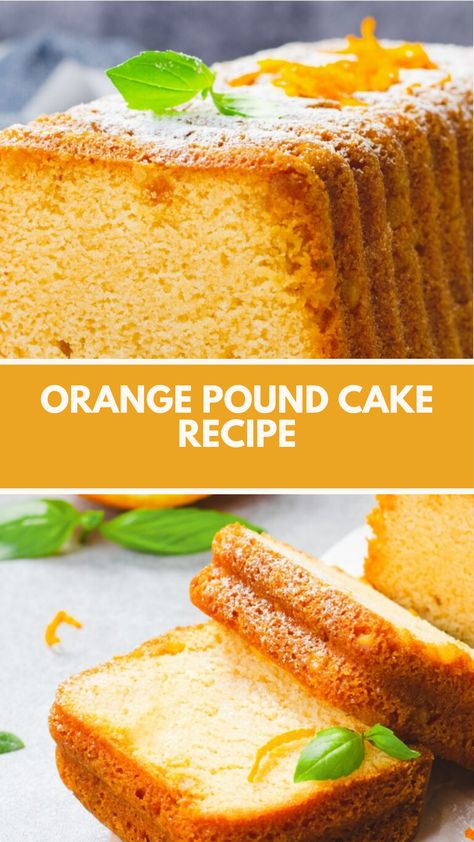 Orange Pound Cake recipe made of fresh orange juice, zest, and a buttery batter, creating a moist and flavorful dessert this recipe serves 6 and takes about 1 hour to bake, perfect for any occasion or gathering. Fresh Orange Desserts, Orange Dessert Recipes, Mango Pound Cake, Moist Fruit Cake Recipe, Orange Pound Cake Recipe, Orange Juice Cake, Orange Desert, Orange Recipe, Orange Pound Cake