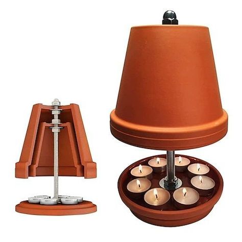 Diy Candle Heater, Homemade Heater, Terracotta Candle, Candle Heater, Tent Heater, Diy Heater, Table Fireplace, Eco Candles, Pottery Pot