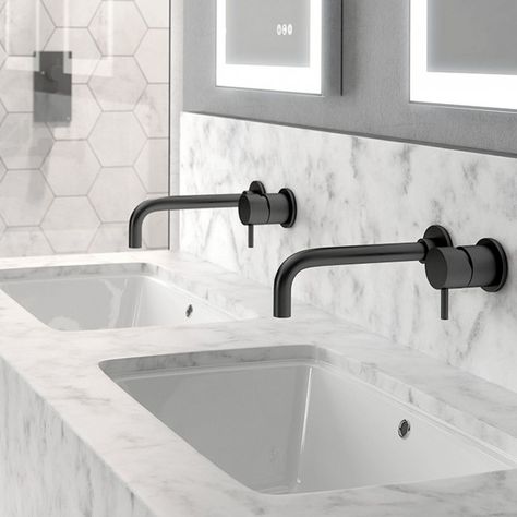 Crosswater Mpro, Kitchen Addition, Wall Mounted Taps, Black Taps, Bathroom Sink Taps, Master Ensuite, Shower Fittings, Marble Sinks, Wall Mounted Basins