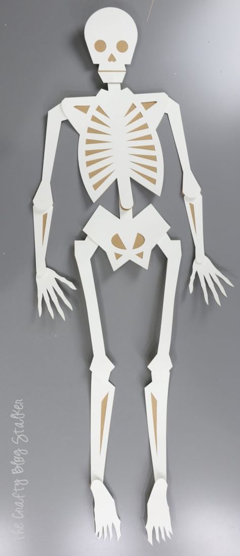 How to Make a 41-inch Large Skeleton with the Cricut Maker | Easy DIY Craft Tutorial Idea | Halloween Party Decor | Kraft Board | Paper Crafting | Human Bones | Decorations | Handmade Halloween | DIY Halloween Crafts Bone Decorations, Halloween Themes Decorations, Bone Crafts, Handmade Inspiration, Diy Craft Tutorials, A Skeleton, Halloween Diy Crafts, Create Diy, Halloween Skeleton