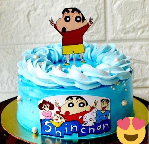 Shin Chan Cake Design, Shin Chan Cake, Shinchan Cake, Chin Chan, Jungle Theme Cakes, Father And Daughter Love, Cake Printing, Mini Cakes Birthday, Cartoon Cake