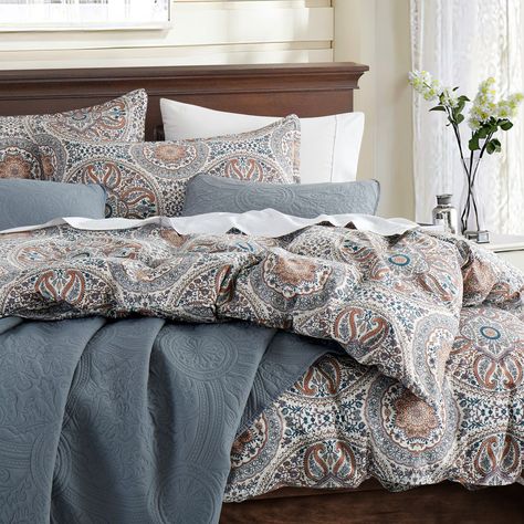 Boho Floral Medallions Duvet Cover Set Bohemian Paisley - Etsy Duvet Cover Sets Bohemian, Paisley Bedding, Paisley Duvet, King Size Duvet Covers, Style Bed, Twin Duvet Cover, King Size Duvet, Medallion Pattern, Floral Tapestry