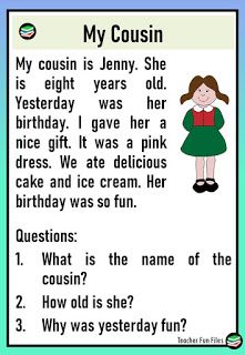 Teacher Fun Files: Reading Passages about Family | Comprehension Questions Reading Text For Kids, Reading Comprehension Texts, Remedial Reading, 2nd Grade Reading Comprehension, Reading Comprehension Practice, Phonics Reading Passages, Reading Comprehension For Kids, English Stories For Kids, Reading Comprehension Kindergarten