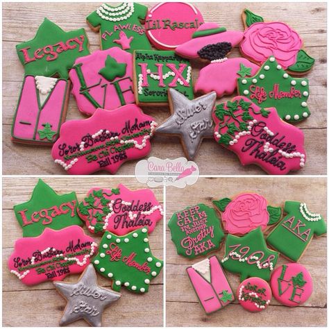 Aka Cookies, Sorority Cookies, Aka Party, Aka Paddle, Aka Apparel, Greek Ideas, Decorative Cookies, Alpha Girl, Skee Wee