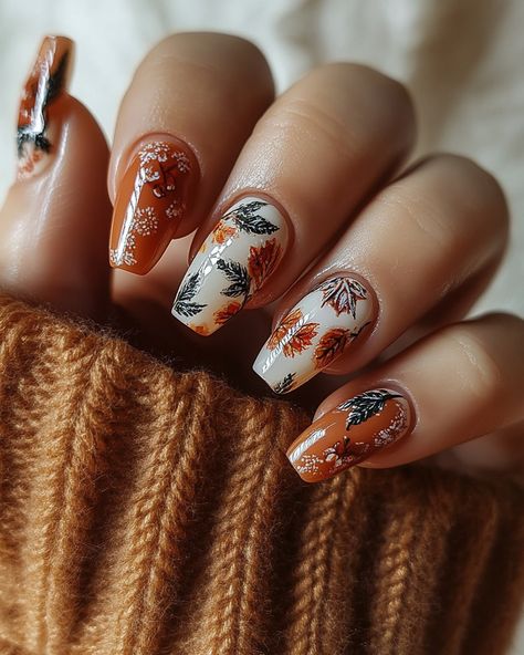 Get ready for autumn with this cozy fall-inspired nail art featuring warm orange and cream tones adorned with delicate leaf patterns! 

#AutumnNails #FallNailDesign #SeasonalNails #NailInspo #CozyNails #LeafNails #OrangeNails #NailArtIdeas #SweaterWeather #FallVibes #NailFashion #TrendyNails Fall Leaf Nail Art, Leaf Nail Art, Fall Leaves Nail Art, Ready For Autumn, Leaf Patterns, Seasonal Nails, Cream Tones, Fall Leaf, Orange Nails