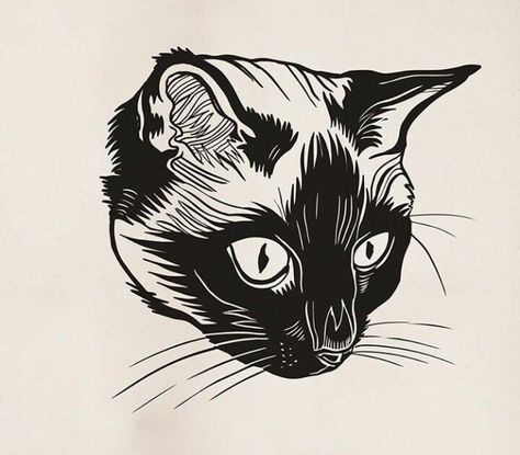 Cat Face Tattoos, Printmaking Ideas, Sketchbook Layout, Tattoo Practice, Black Cat Tattoos, Tasteful Tattoos, Cat Tattoo Designs, Spooky Tattoos, Old School Tattoo Designs