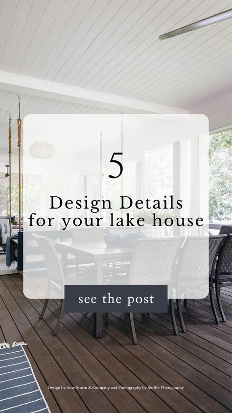 This beautiful new construction project, located in Pine Lake, Wisconsin, is a perfect mix of coastal, traditional and modern design aesthetics. From room to room, this custom lake home’s spaces just get better and better. Tap to see the 7 design details that elevate this custom lake house, designed by Amy Storm & Company, in our latest blog post. Modern Cozy Lake House, Midwest Lake House Interior, Michigan Lake House Interior, Modern Lake Home Interiors, Small Lake House Remodel, Lake House Office Ideas, Lake House Great Room Ideas, Lake House Remodel Fixer Upper, Beach Lake House