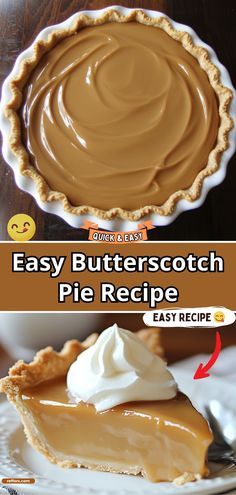 Butterscotch Pie Best Butterscotch Pie Recipe, Easy Butterscotch Pie, Kitkat Fudge, Butterscotch Treats, Homemade Butterscotch Pie, Butterscotch Pie Filling, Butterscotch Filling, Butterscotch Cream Pie, Winter Pies