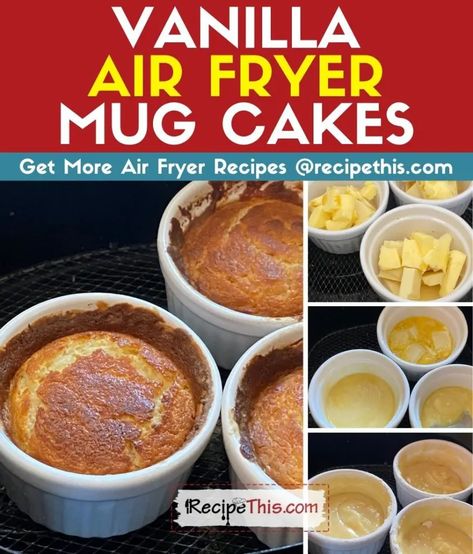 Cake In Air Fryer, Mug Cake Easy, Air Fryer Cake Recipes, Vegan Mug Cakes, Air Fryer Recipes Dessert, Air Fryer Recipes Snacks, Protein Mug Cakes, Air Fryer Fish, Make A Mug