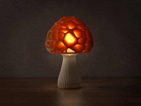 Voronoi mushroom lamp 2 by Markellov - Thingiverse 3d Printing Art, 3d Printing Projects, Mushroom Decor, Abstract Decor, Mushroom Lamp, Mushroom Art, 3d Printable, Accent Lamp, Edwardian Era