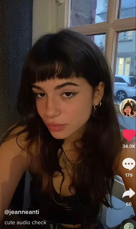 Choppy Wolfcut With Bangs, Dyed Micro Bangs, Medium Length Haircut Fringe, Mini Fringe Hair, Soft Micro Bangs, Microbangs Short Hair Round Face, Black Hair Baby Bangs, Short Thick Bangs, Medium Alt Hair