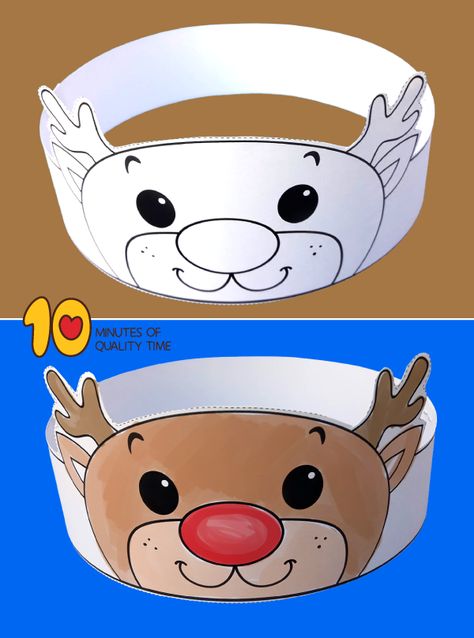 Reindeer Crown Template Reindeer Hats For Preschool, Rudolph Headband Craft, Reindeer Head Template, Reindeer Crown, Reindeer Craft Kindergarten, Raindeer Crafts Hats, Christmas Headband Craft, Reighndeer Crafts For Kids, Body Parts Preschool Activities