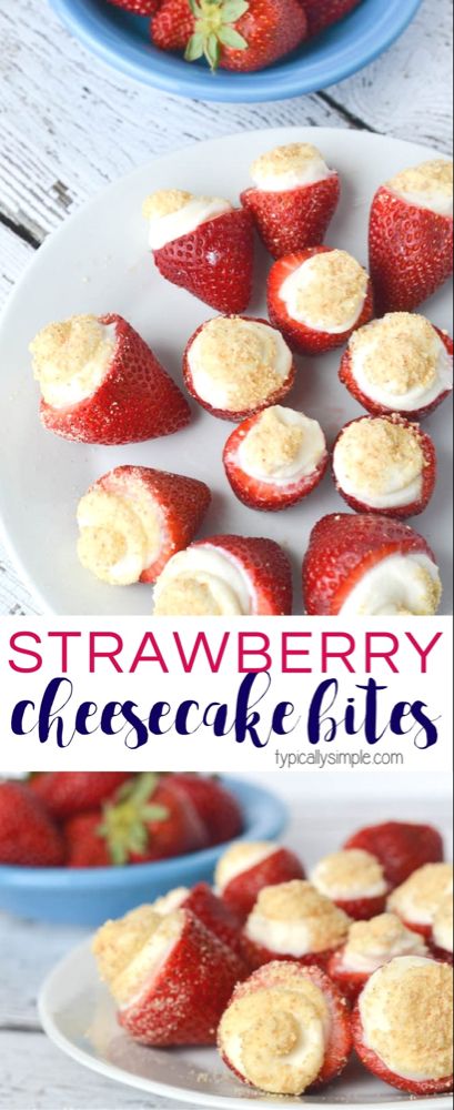 No Bake Strawberry Cheesecake, Strawberry Cheesecake Bites, Healthy Afternoon Snacks, Dessert Party, Baked Strawberries, Dessert Dips, Cheesecake Bites, Summer Snacks, Snacks Für Party