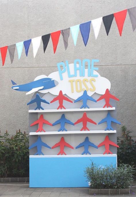 50th Birthday Party Activities, Airplane Backdrop, Airport Entrance, Paper Airplane Party, Airplane Birthday Decorations, Airplane Party Theme, Aviation Party, Planes Birthday Party, Planes Birthday