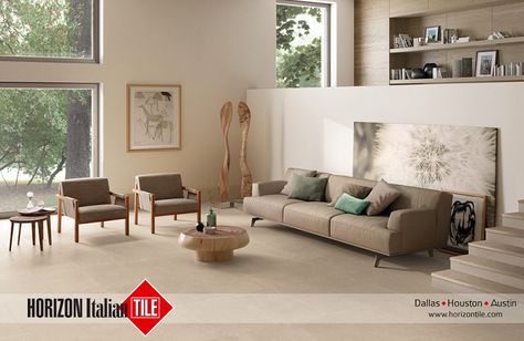 Beige Tile Floor Living Room, Italian Tile Floor, Marble Building, Room Tiles Floor, Wood Like Tile, Black Veins, Tile Floor Living Room, French Limestone, Wooden Table And Chairs