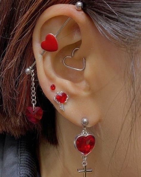 Ear Piercings, Piercings, A Woman, Twitter, Red