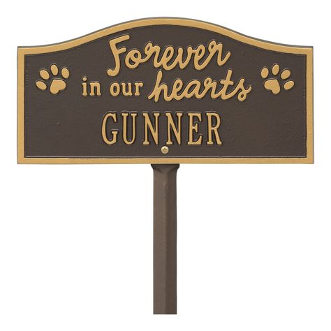 Personalized "Forever in Our Hearts" Pet Memorial Yard Plaque | Signals | TA5112 Dog Shadow Box, Memorial Markers, Pet Grave Markers, Forever In Our Hearts, Memorial Signs, Lawn Sign, Grave Marker, Yard Sign, Dog Memorial