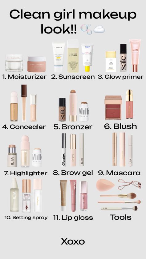 #cleangirl #cleangirlmakeup #makeup #makeuplook #cleangirlaesthetic Makeup Routine Guide, Quick Makeup Routine, Clean Girl Makeup, Simple Makeup Tips, Makeup Hacks Tutorials, Makeup For Black Skin, Makeup Help, Minimal Makeup, Makeup Needs