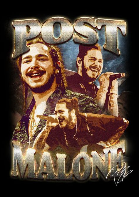 Post Malone Tshirt Design, Bootleg Tee Design, Rapper Tshirt Design, Post Malone Graphic Design, Post Malone Poster Vintage, Bootleg Graphic Design, Vintage Bootleg Design, Post Malone Design, T Shirt Design Inspiration Graphic Tees Retro Vintage