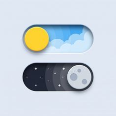 Two Circles Design, Day And Night Graphic Design, Switch Button Design, App Button Design, Button Graphic Design, Day And Night Wallpaper, Web Button Design, Ui Button Design, Button Ui Design