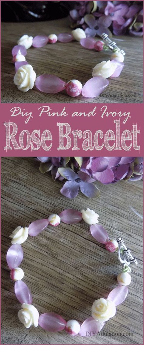 This DIY pink and ivory rose bracelet absolutely screams spring. It is the perfect budget-friendly solution to update your Easter look without buying a whole new dress. Diy Easter Jewelry, Fun Diy Craft Projects, Pretty Crafts, Easter Jewelry, Weekend Crafts, Bracelet With Heart, Rose Bracelet, Gifting Ideas, Do It Yourself Projects