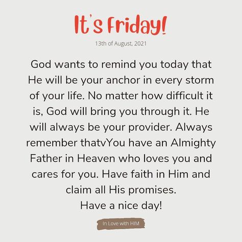 Friday the 13th Promises of God. It’s nowhere as scary as your typical Friday the 13th superstitions. In fact, it’s the opposite. God’s promises today or any other day are true & good. His blessings are abundant & overflowing. He is faithful to all His promises. Have faith in Him & claim His promises. 🙏🏼 #BlessedAndSafeFridayWeekend Faithful Friday, Friday The 13th Superstitions, Weekend Blessings, Week Inspiration, He Is Faithful, Promises Of God, Morning Friday, Good Morning Friday, Prayer Verses