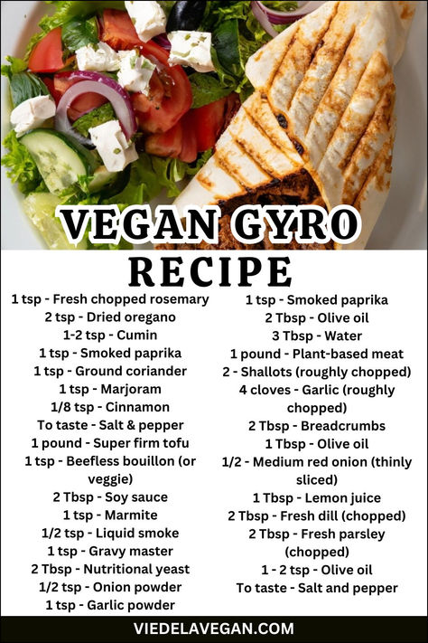 VEGAN GYRO RECIPE Vegan Gyro Recipe, Vegan Gyros, Vegan Gyros Recipe, Beef Gyro, Marinated Tempeh, Vegan Ground Beef, Vegan Tzatziki, Gyro Recipe, Plant Based Burgers