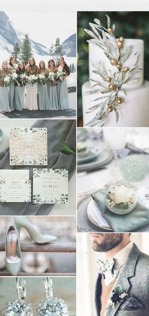 Light Blue Winter Wedding, Dusty Blue And Silver Wedding, Snow Wedding, Blue Weddings, Wedding Centrepieces, Winter Color Palette, Dusty Sage, Winter Wedding Colors, Wedding Colors Blue