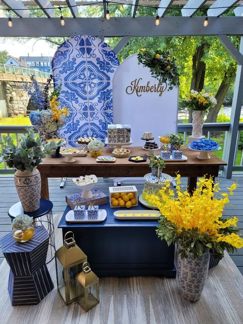 Sicilian Party Decoration, Talavera Party Backdrop, Blue Tiles And Lemons Theme, Portugal Birthday Theme, Mediterranean Party Backdrop, Positano Italy Bridal Shower Theme, Portugal Party Decorations, Portugese Theme Party, Portuguese Party Decorations