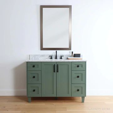 Traditional Bathroom Vanity. Warm and inviting, these bathroom vanities come in a variety of sizes and styles. Free shipping in Canada. Sage Green Bathroom Vanity, Sage Green Vanity, Sage Green Bathroom, Green Bathroom Vanity, Drawer Sliders, Green Vanity, Ceramic Undermount Sink, Traditional Vanity, Traditional Bathroom Vanity