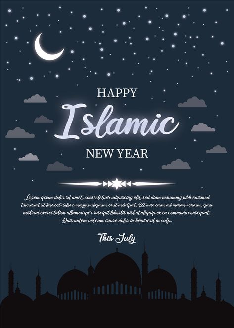 Happy Islamic New Year Poster/ Flyer Template#pikbest#backgrounds Islamic New Year Poster, Islamic New Year Images, Facebook Poster, Black Celebration, Happy Islamic New Year, New Year Poster, Happy Muharram, Year Poster, Islamic New Year