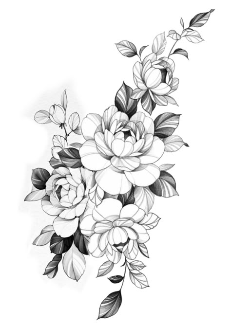 Flower Leg Tattoos, Flower Vine Tattoos, Peony Flower Tattoos, Tattoos Female, Floral Back Tattoos, Lily Flower Tattoos, Rose Drawing Tattoo, Floral Thigh Tattoos, Rose Tattoos For Women