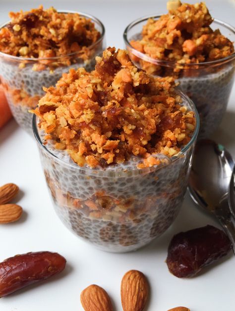 Chia Goodness Overload: Carrot Cake Chia Pudding! Carrot Cake Chia Seed Pudding, Carrot Cake Chia Pudding, Chai Pudding, Carrot Cake Topping, Tofu Cream Cheese, Fancy Breakfast, Chia Seed Recipes Pudding, Healthy Journey, Lunch Inspiration