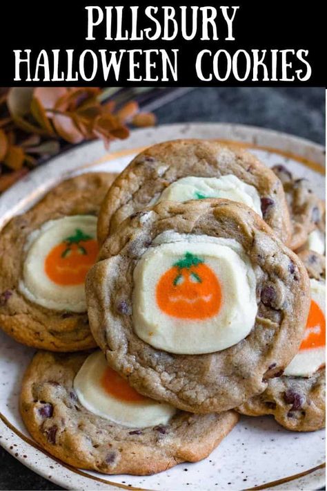 Pillsbury Halloween Cookies - Easy Festive Treat!- The Foreign Fork Cookies Pillsbury, Pillsbury Halloween Cookies, Easy Halloween Cookies, Toll House Chocolate Chip, Sugar Dough, Fresh Baked Cookies, Buy Cookies, Cookie Dough Balls, Sugar Cookie Dough