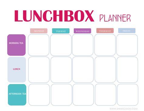 Free Printable: Easy 5-day Lunch Box Planner Lunchbox Planner Printable, Lunch Box Planner, Lunchbox Planner, Lunch Planner, Homeschool Room Design, Kids Schedule, School Lunch Box, Printable Planner Pages, Passion Planner