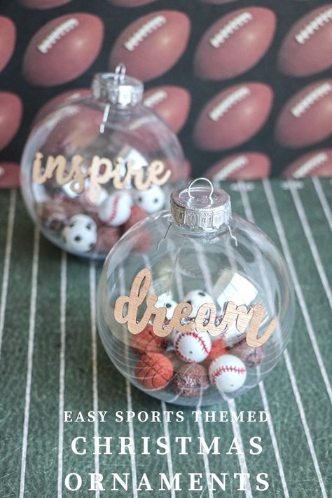 Football Christmas Ornaments, Baseball Christmas Tree, Baseball Christmas Ornaments, Baseball Ornaments, Baseball Christmas, Themed Christmas Tree, Football Christmas, Ornaments To Make, Diy Christmas Gifts Cheap