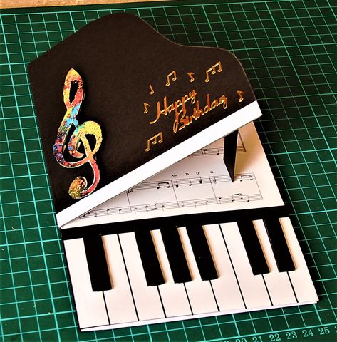 Birthday Cards Music, Origami Birthday Card, Piano Birthday, Musical Birthday Cards, Diy Birthday Cards, Music Card, Musical Cards, Diy Music, Birthday Card Drawing