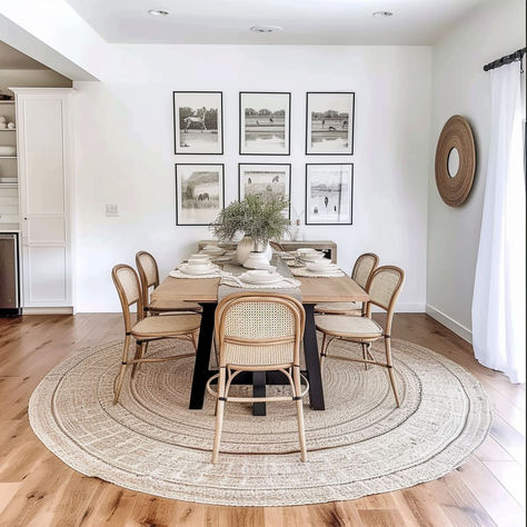 15 Gorgeous White Dining Room Ideas Antique White Dining Room, Brown Floor Dining Room, White Dining Room Ideas, Floor Dining Room, Floor Dining, Macrame Runner, Provincial Home, Sunroom Decorating, White Wall Lights