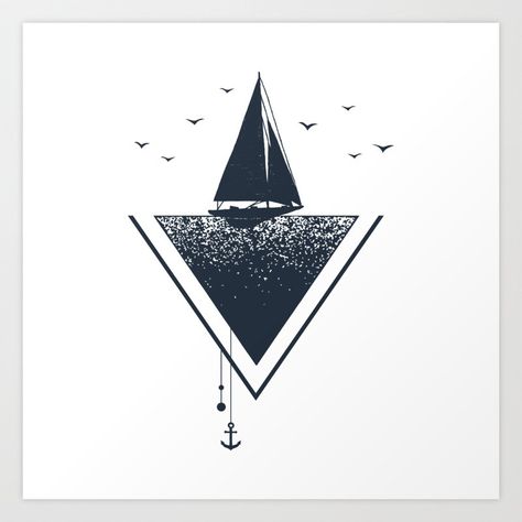 Sailboat Drawing, Tattoo Care Instructions, Sailboat Tattoo, Boat Tattoo, Mountain Tattoo Simple, Illustration Geometric, Realistic Temporary Tattoos, Geometric Nature, Ship Tattoo