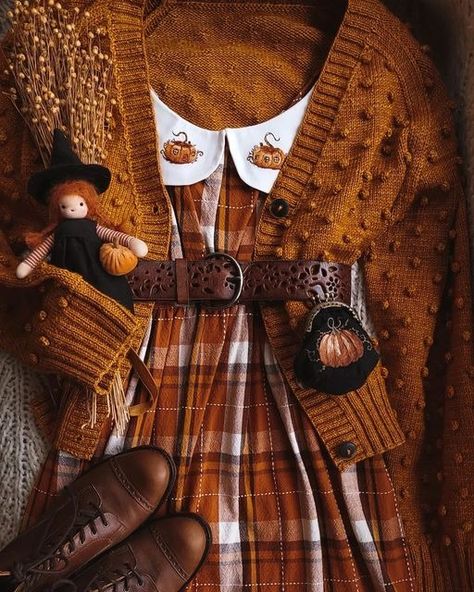 Autumn Aesthetic Dress, Pumpkin Clothes, Cottagecore Autumn, Pumpkin Dress, Pumpkin Outfit, Cottagecore Outfits, Autumn Magic, Fairy Dresses, Cottagecore Fashion